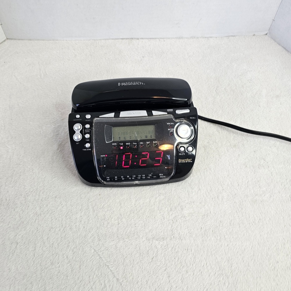 Emerson Research CKT9087 Phone w/ Smart Set Auto Clock Dual Alarm Telephone
